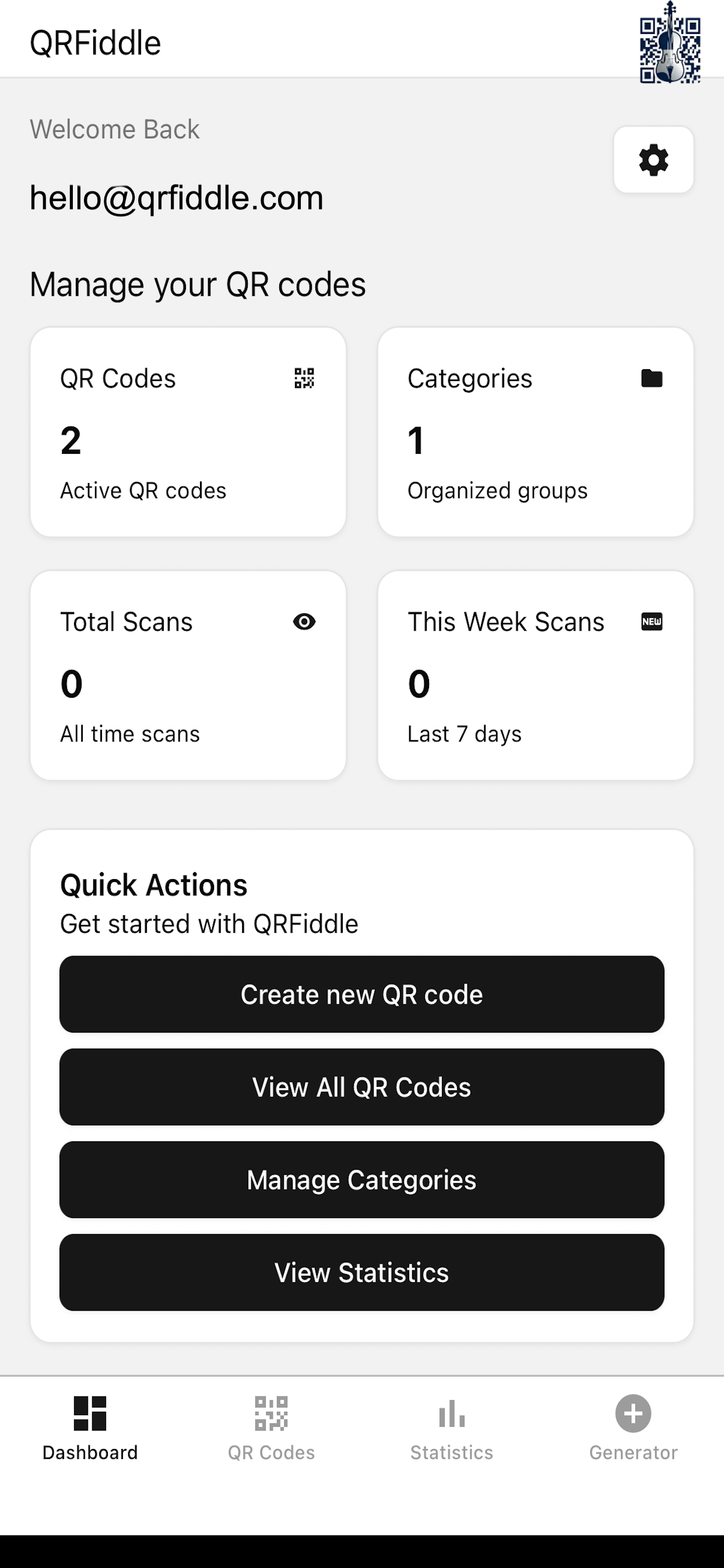 QR Code Generator Dashboard - Create and manage QR codes